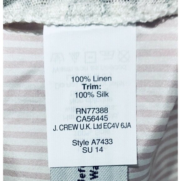 J Crew Womens Size XS Gray Stripe Linen Silk Sleeveless Blouse A7433 NEW - Picture 4 of 4